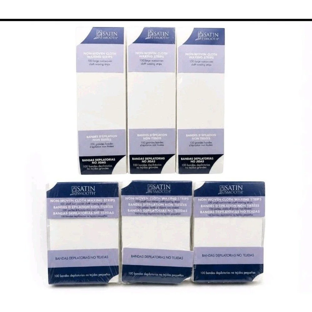 Satin Smooth Waxing Strips Lot 600 Count 3 Large 3 Small Non-Woven Cloth New